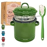 Donubiiu 2026 New Bacon Grease Container with Strainer, 46oz Large Capacity Grease Jar for Kitchen, with Food-Grade Silicone Spatula, for Greases, Dishwasher Safe (green)