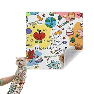 Cat Wrap for Grooming, Cat Wrap for Cutting Nails, Self-Adherent Soft Cat Blanket, Portable Magic Sticky Cloth Storage Bag