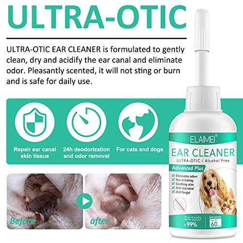 APCKFLEE Ohrenreiniger für Hunde, Ohrentropfen Ohrentropfen Milben, Ohr Reinigen fü Hunde, Katzen und Alle Anderen Tiere (60ML)