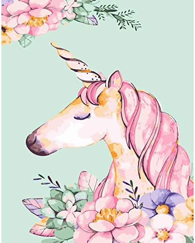 I-WILL DIY Painting By Numbers for Adults & Kids Beginner, Kits Oil Paint Drawing Color Bottom Canvas with Brushes and Acrylic Pigment 16 * 20 inch Home Decorations Gifts (Unicorn)