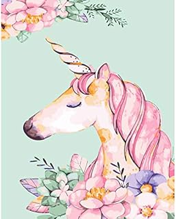 I-WILL DIY Painting By Numbers for Adults & Kids Beginner, Kits Oil Paint Drawing Color Bottom Canvas with Brushes and Acrylic Pigment 16 * 20 inch Home Decorations Gifts (Unicorn)