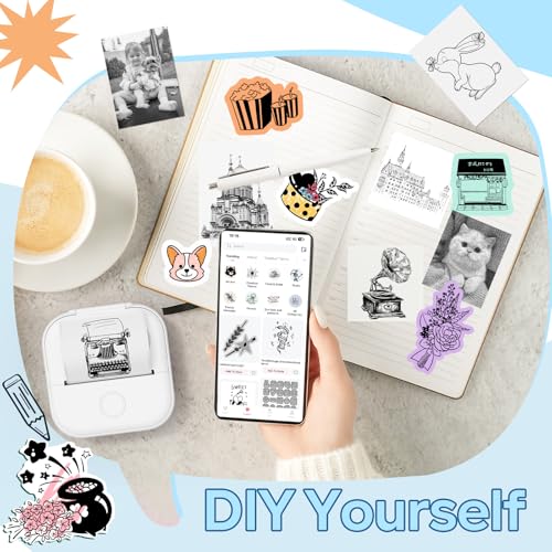 Image of Mini Sticker Printer, Sticker Maker Machine for DIY Journal, Study Notes