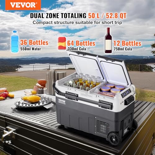 Nevera portátil VEVOR de 50 L de compresor y doble zona ajustable 2