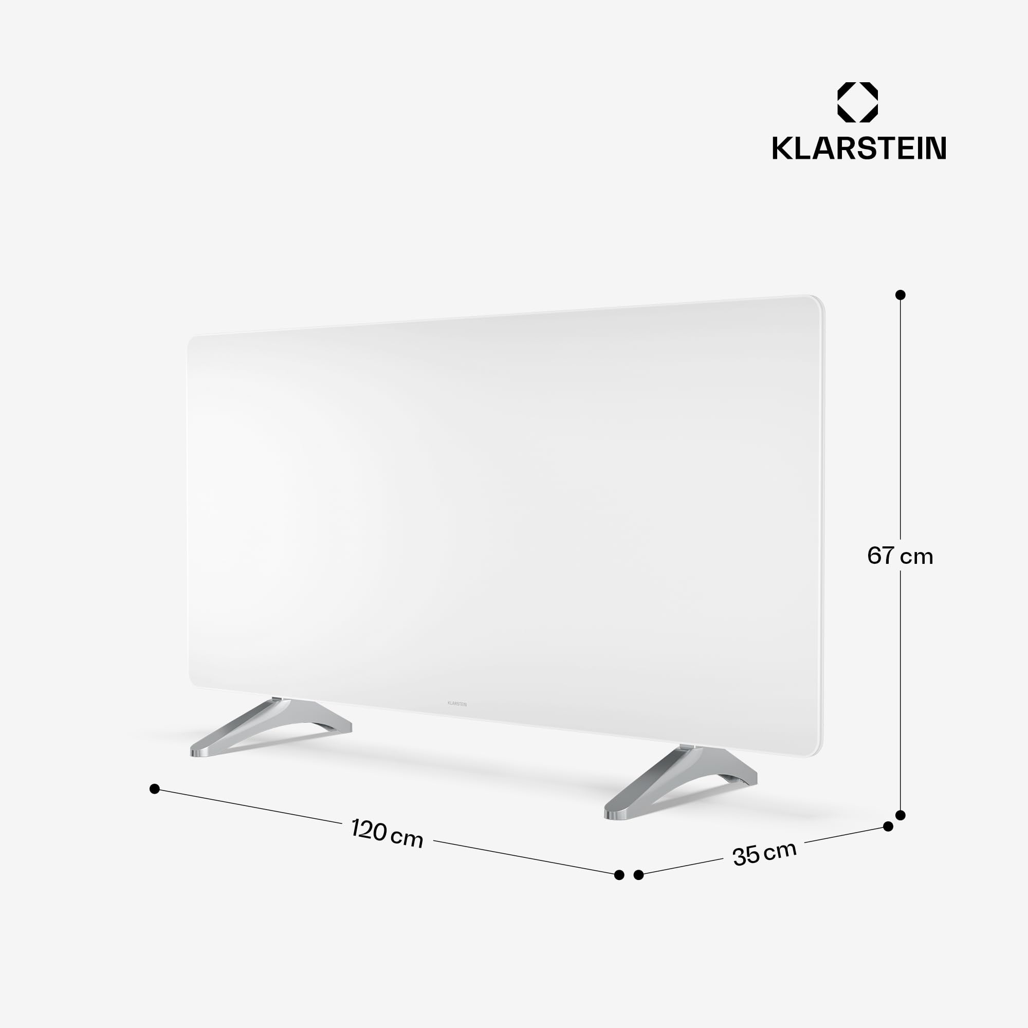 Klarstein Pannelli Radianti Infrarossi 720W – Parete o Indipendente, WiFi, Touch & App, Termostato, Timer, Sicurezza Bambini, IP43, Vetro, Riscaldamento a Infrarossi 14m², Bianco