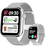 GADIXY Smart Watches for Men Women(Answer/Make Calls),7 Day Battery Fitness Tracker Watch SpO2/HR/Sleep/BP,120+ Sports Activity Trackers,IP68 Smart Watch for Android/iOS,120+Dials,2 Bands,Silver