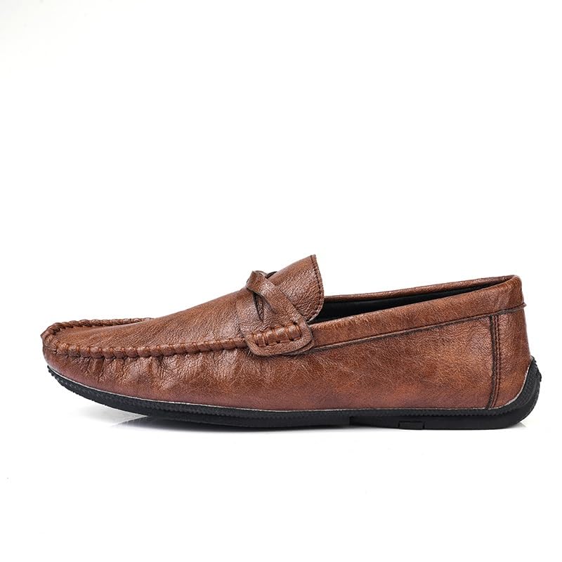 Men's Loafers Solid Color Round Toe Vegan Leather Loafer Shoes Flexible Comfortable Lightweight Party Fashion Slip-ons