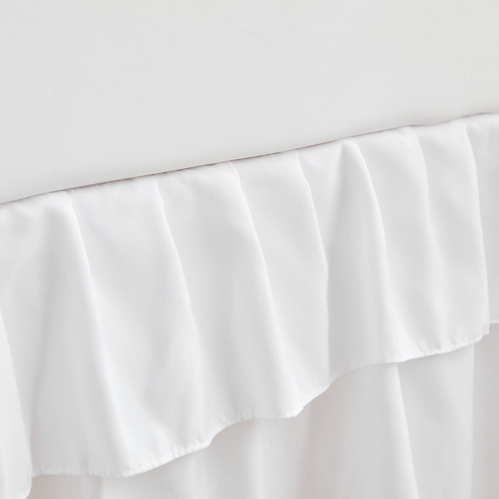 Juego de ropa de cama para cuna pequeña de 3 piezas, edredón acolchado con volantes y sábana bajera ajustable y falda de cama con volantes, bonita ropa de cama desgastada para bebé, solo se adapta a