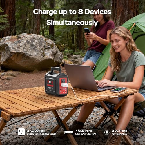 Image of MARBERO Solar Generator 296Wh with Solar Panels 60W Portable Power Station with 300W Pure Sine Wave Solar Generator with Panels Included USB DC AC Outlet for Camping RV Van Outdoor Emergency Home