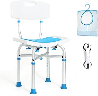 Heavy Duty Shower Chair for Inside Shower with Back, HSA/FSA Eligible Shower Chair for Inside Bathtub with Grab Bar, Adjustable Shower Stool for Inside Shower for Senior/Elderly/Pregnant by SOUHEILO