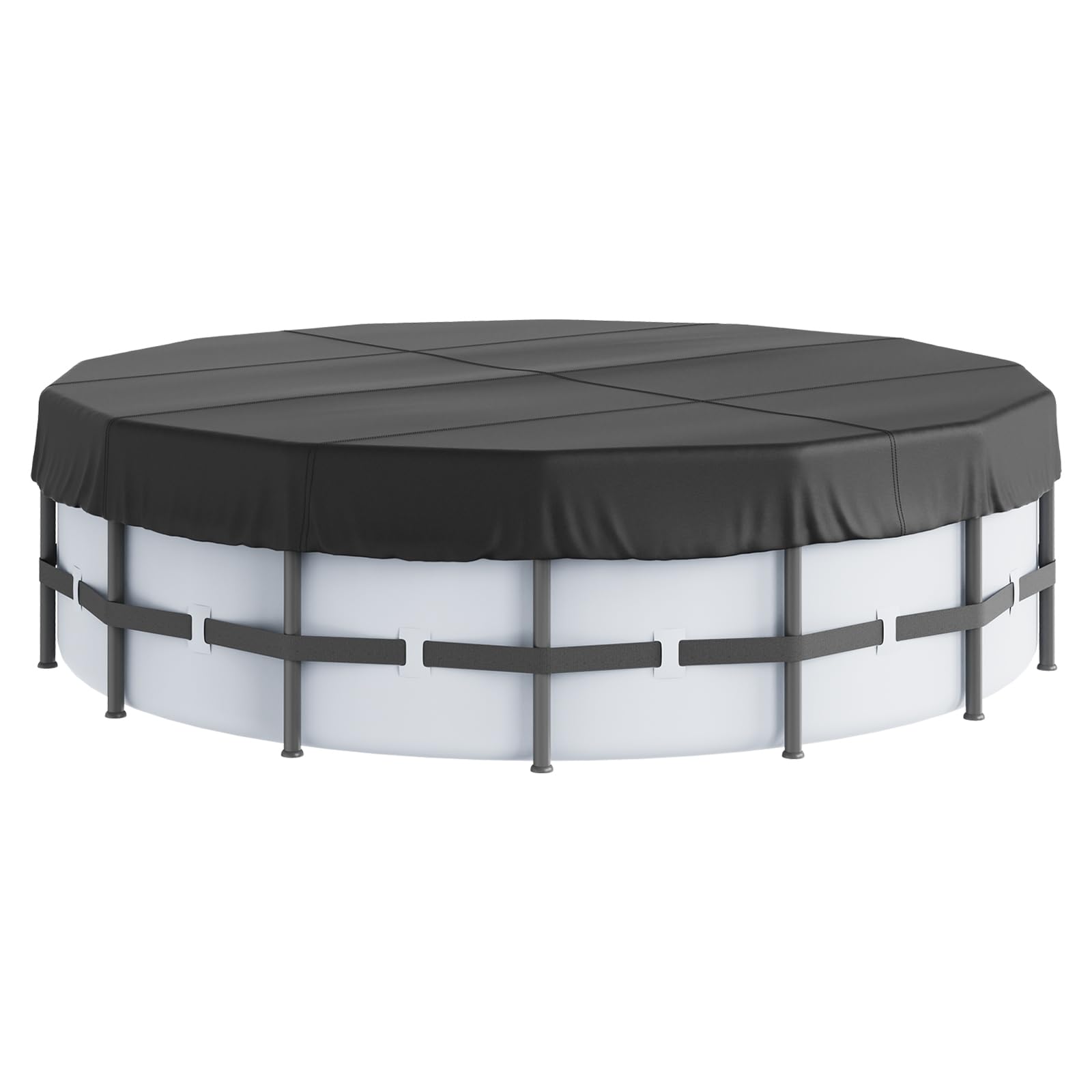 VEVOR Cobertor Redondo para Piscina Cobertor Solar para Piscina elevada 4,57m Cobertor de Seguridad para Invierno Tela Oxford 420D Cordón Impermeable Resistente al Sol para protección de Piscina Negro