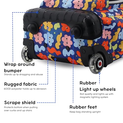 Image of J World Lollipop Kids Rolling Backpack & Lunch Bag Set for Elementary School. Carry-On Suitcase with Wheels, Baby Cloud
