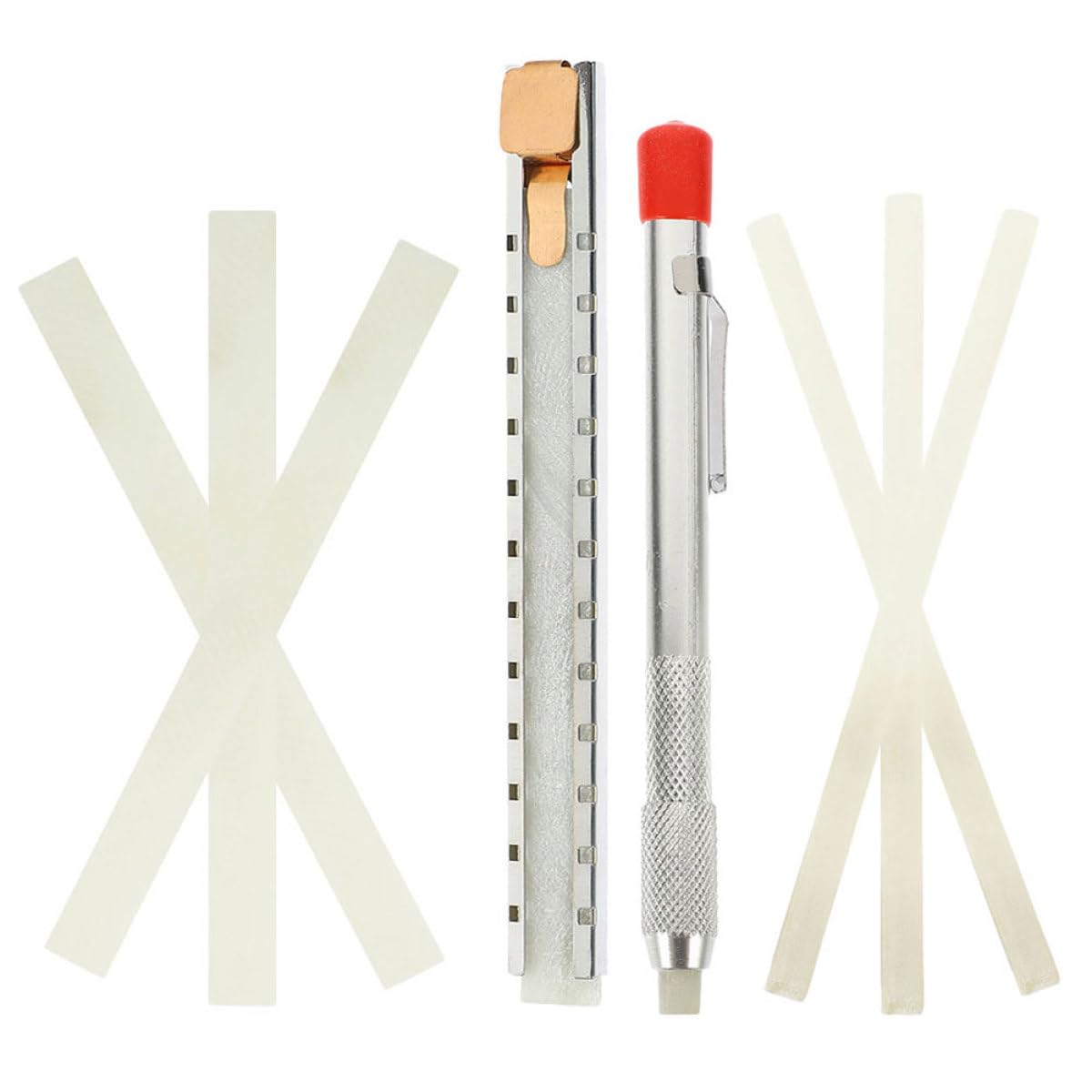 Artibetter Juego de Lápiz de Esteatita para Soldador Marcador Plano de Esteatita, Herramienta Práctica y Segura de Acero Inoxidable, 1 Set Blanco para Marcar en Soldadura