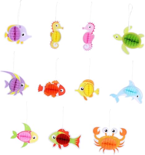 Miniatura 5 de TOYANDONA 22 unidades de bolas de panal de abejas de animales, decoraciones de techo, bolas de papel de nido de abeja, bolas de tejido de panal