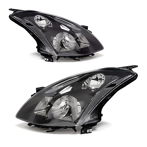 ADCARLIGHTS For 2010 2011 2012 Altima Headlight Assembly for 2010-2012 Altima 4DR Sedan Clear Lens Black Housing with Clear Reflector Headlamp Replacement Left and Right PairW/O Bulbs