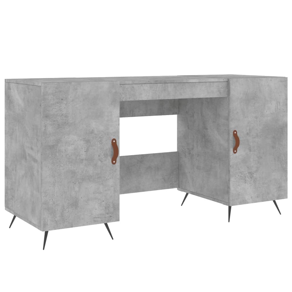 Scrivania grigio cemento 140 x 50 x 75 cm, materiale in legno, resistente, con 4 ante, ideale per casa, ufficio, giochi, cameretta dei bambini, piedini in ferro stabili