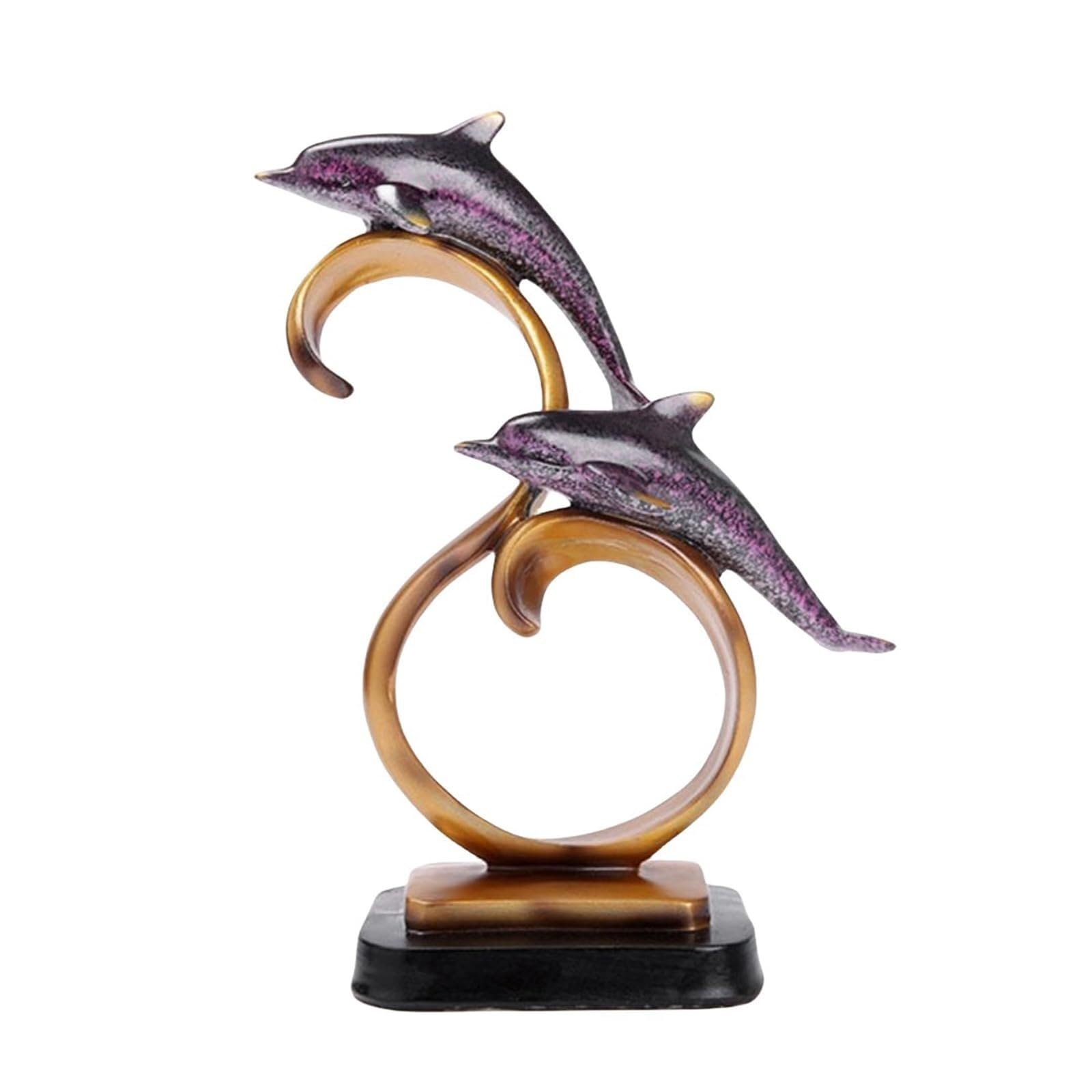 Regali per donna Statua del delfino Decorazione scultura in resina Decorazioni animali marini Centrotavola Decorazione da scaffale(Purple)