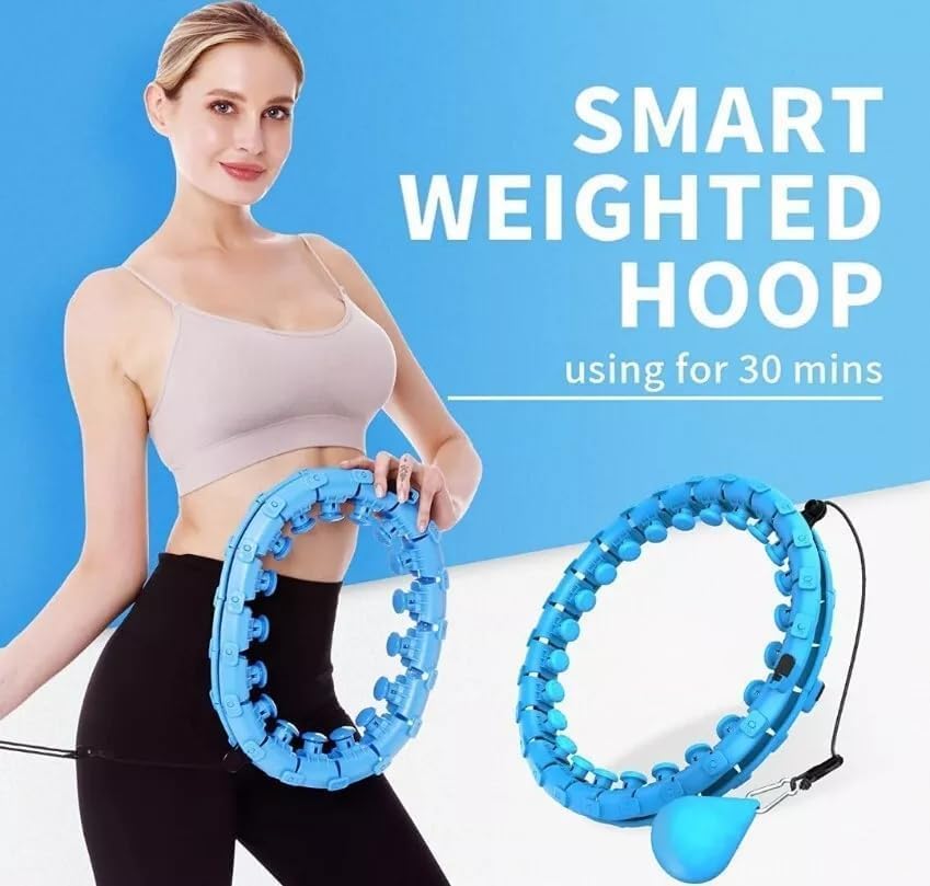 GOPINATH ECOM Smart Weighted Hula Hoop for Adults Weight Loss 24 Knots Adjustable Infinity Hoop with Ball 360° Massage Waist Trainer Fitness Hoop for Home Exercise Durable ABS Plastic Easy Assembly 2