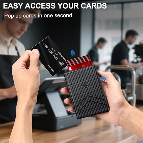 Wallet for Men Wallet with Slim Pop Up Card Holder for 12-14 Cards, RFID Blocking Bifold Minimalist Smart Wallet, Credit Card Holder with ID Window & Cash Slot, Compact Metal Card Case, Gifts for Men4