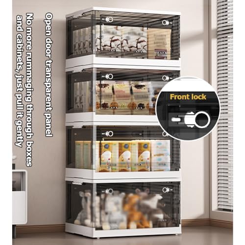 Contenedores de almacenamiento apilables con ruedas y tapas transparentes para dormitorio, sala de estar, oficina, 50 x 35 x 25 cm