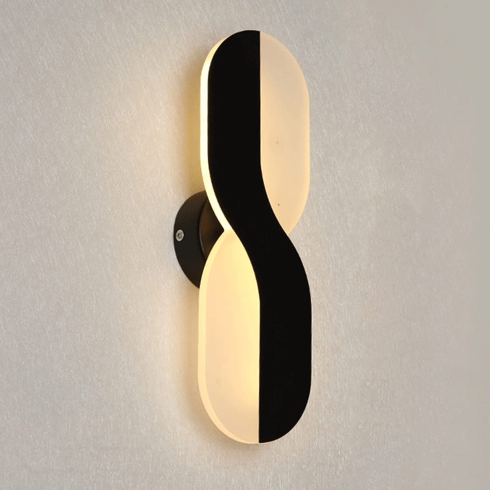 Aplique de pared negro y acrílico LED 12W con cabezal giratorio para dormitorio moderno