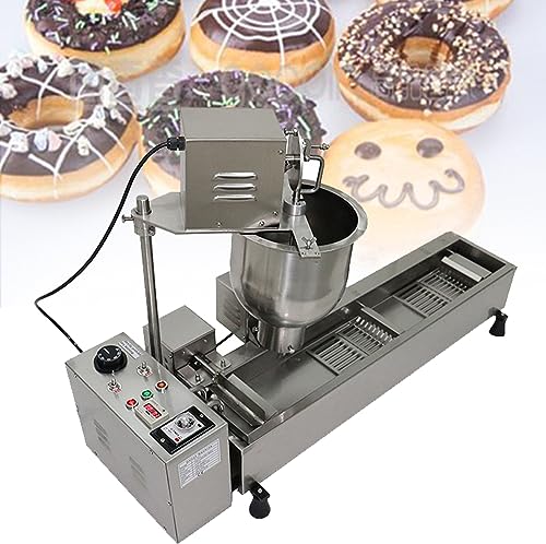 AOKLEY Máquina Hacer rosquillas, 7 l, máquina Donuts Comercial Sola una hilera, buñuelos máquina Acero Inoxidable 304, donas 3 tamaños, Control Inteligente, para Restaurante y casa,110V