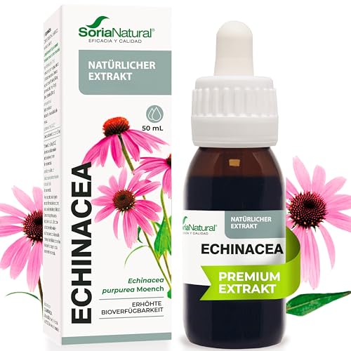 Echinacea Tropfen Hochdosiert 180mg/ml 50ml - Immunsystem Stärken Erwachsene & Kinder - Unterstützt Abwehrkräfte Natürlich - Echinacea Tabletten Alternative immun komplex - Soria Natural