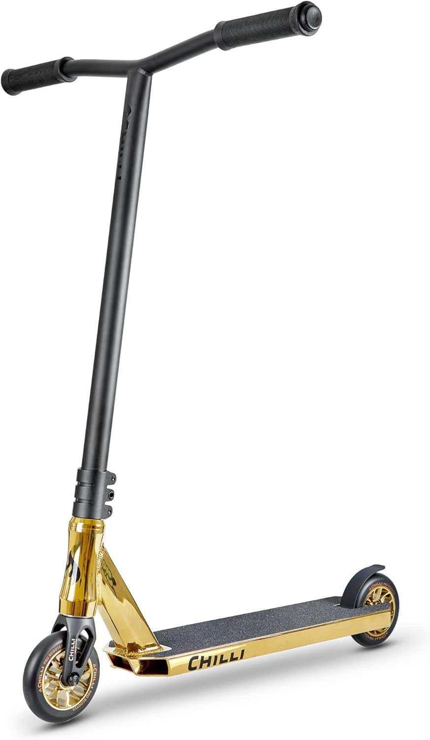 Chilli Pro | All Star Reaper Scooter | Premium Stunt Scooter for Beginners to Intermediate Riders | Ages 8+ | Spider HIC Compression | Gold/Black
