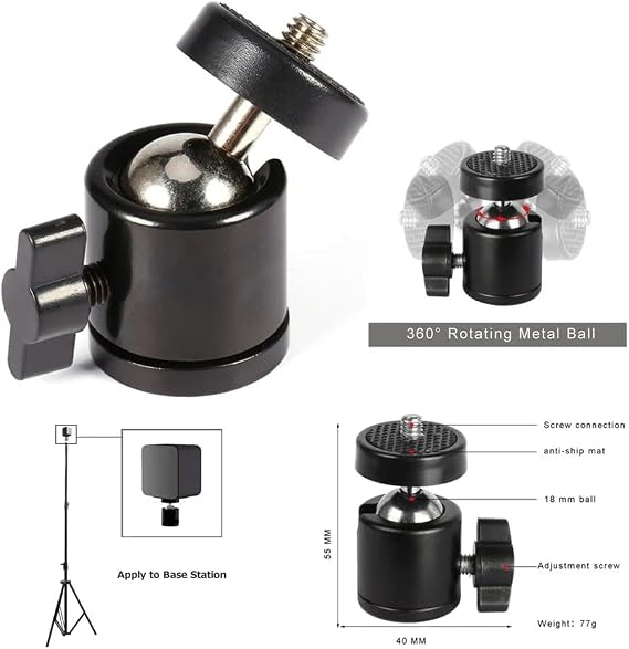 Kyrotech Phone Holder Head, Tripod Head, 360 Rotatable Metal Tripod Joint, Mobile Phone Holder, iPhone, Samsung, Huawei, Compatible, Universal All Phones Compatible Kit