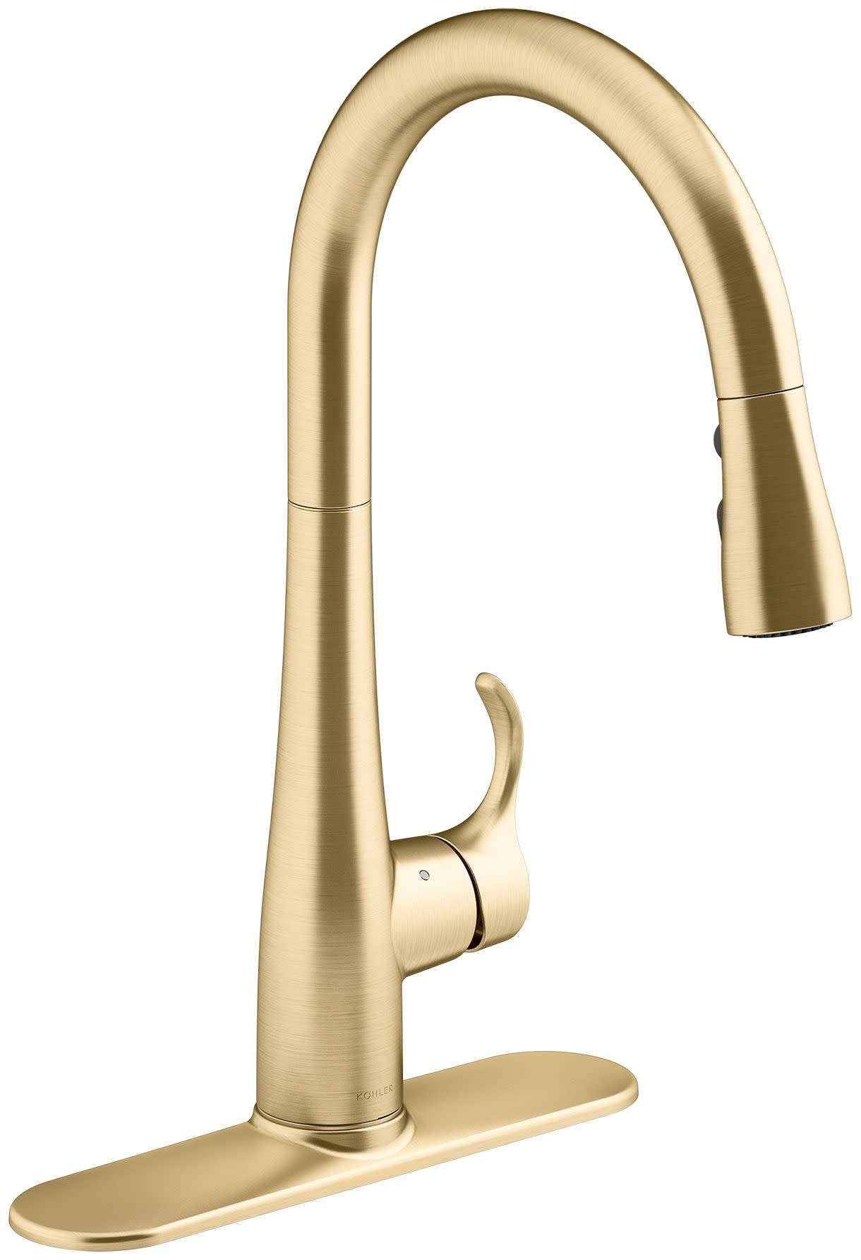 Kohler 22036-2MB Simplice Touchless Pull Down Kitchen Faucet, Kitchen Sink Faucet with Pull Down Sprayer, Vibrant Brushed Moderne Brass