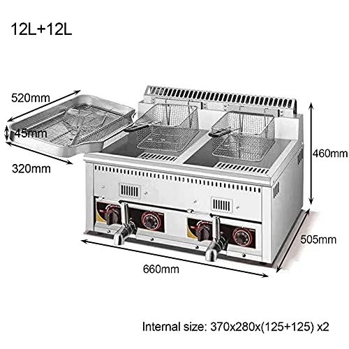 CFYP Kommerzielle Fritteuse Gas fritteuse mit Korb, Arbeitsplatte Heavy Duty Edelstahl LPG Gasfritteuse für Pommes… – Bild 3