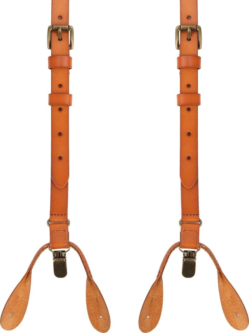 SuitableBraces Cognac Leather Men's Clothing, Cognac, One Size