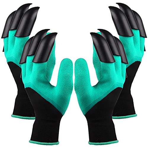 Gardening Gloves Waterproof Garden Gloves with Claw for Digging Planting, Best Gardening Gifts for Women and Men - 2 Pairs