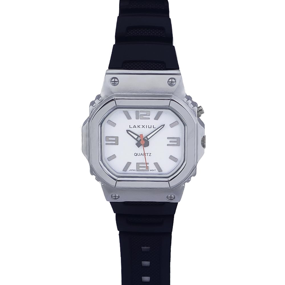 Reloj de voz en inglés para ciegos, personas con discapacidad visual o ancianos, caja plateada, correa negra