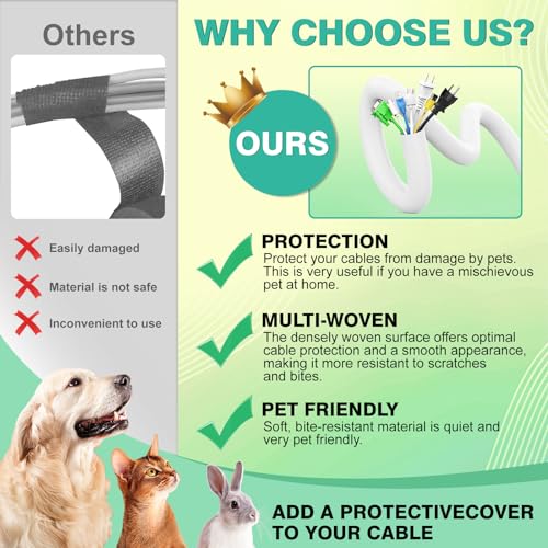 REFLYING Dog and Cat Cord Protector 3 Meters-12.7mm, Cable Tidy Sleeve, Protect Wires from Pets Chewing - Image 2