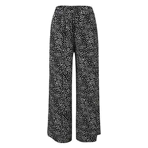 LULER Drap-broek voor dames, met hoge taille, elastische wijde pijpen en bloemenpatroon, bruine broek voor dames, maat 48 - Afbeelding 3