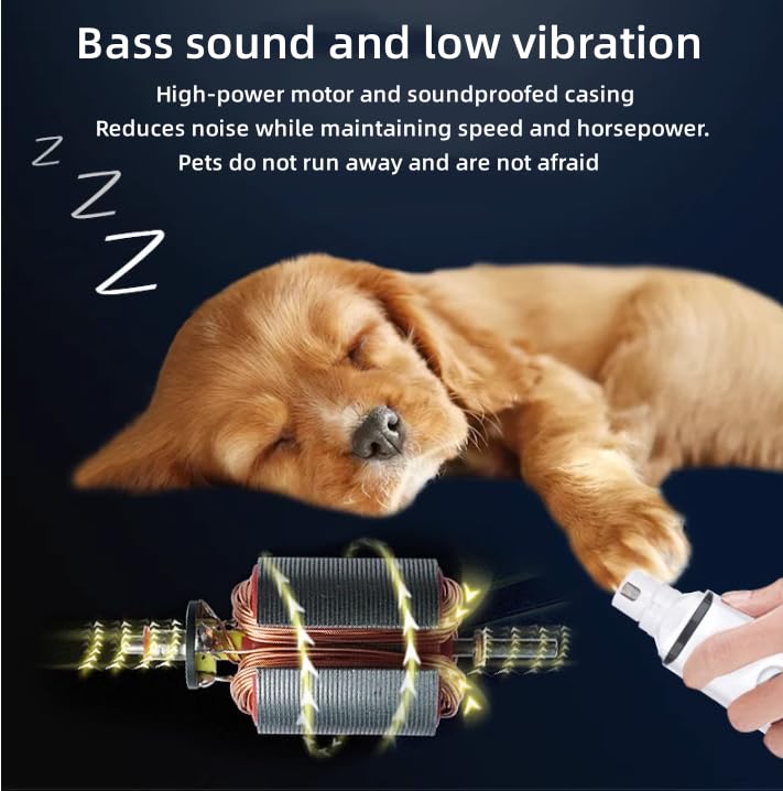 Broyeur à ongles pour chien et chat, coupe-griffes pour intérieur, faible vibration et bruit, meule haute efficacité pour grands petits chiens, animaux domestiques, chats et pattes de chat
