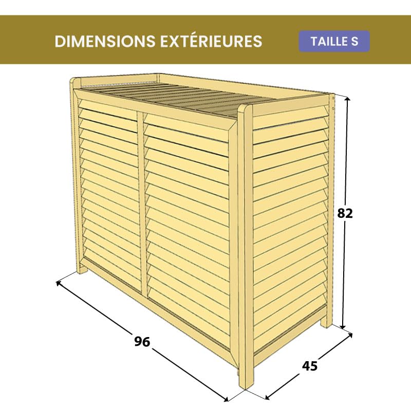Cache Climatiseur Extérieur Bois Pivert - Caisson pour Climatisation, Pompe à Chaleur - Protection, Atténuation du Bruit, Montage Facile - Conception Française - Couleur Miel