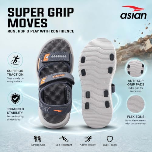 Image of ASIAN Virat Junior-11 Sports Sandals | Soft Cushion Comfort, Adjustable Velcro Fit, Lightweight & Durable | Outdoor Play Sandals for Boys & Girls