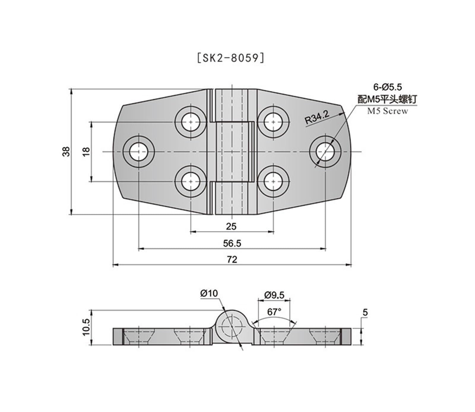 SK2-8059 Heavy Duty Stainless Steel 316 Marine Boat Door Pivot Butt Hinge Industrial Design Window Hinge 1Pcs