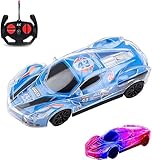 Auto giocattolo con telecomando 2,4 GHz simulazione auto da corsa con luci lampeggianti LED colorate 1:24 Four-Way classica da corsa remota Gift for Boys Girl (blu)