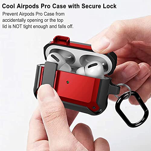 Image of Meyaar for AirPods Pro 3 Case, Clear Magnetic Automatic Lock Cases with Phone Stand with Keychain Case for Airpod Pro 3 for Men & Women (Lock Red)