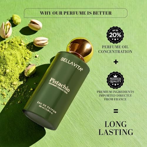Image of BELLAVITA Pistachio Gourmet Collection | Unisex Eau De Parfum 100ml || Long Lasting Perfume for Man and Woman Floral, Woody, Sweet Premium Unisex Fragrance for Men and Women |