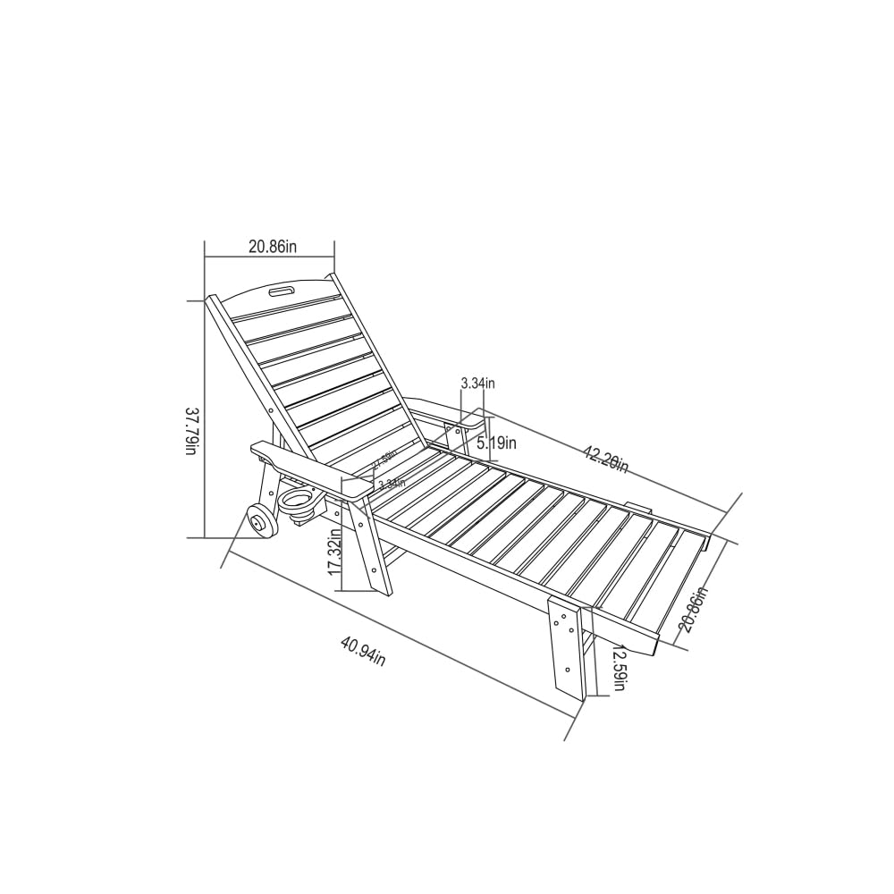 zzhugyin 3pcs Patio Lounge Chair Set,2 Oversized Chaise Lounges with 5-Position Adjustable Backrest, Wheels & Cup Holder + 1 All-Weather Side Table, for Poolside, Backyard (White)