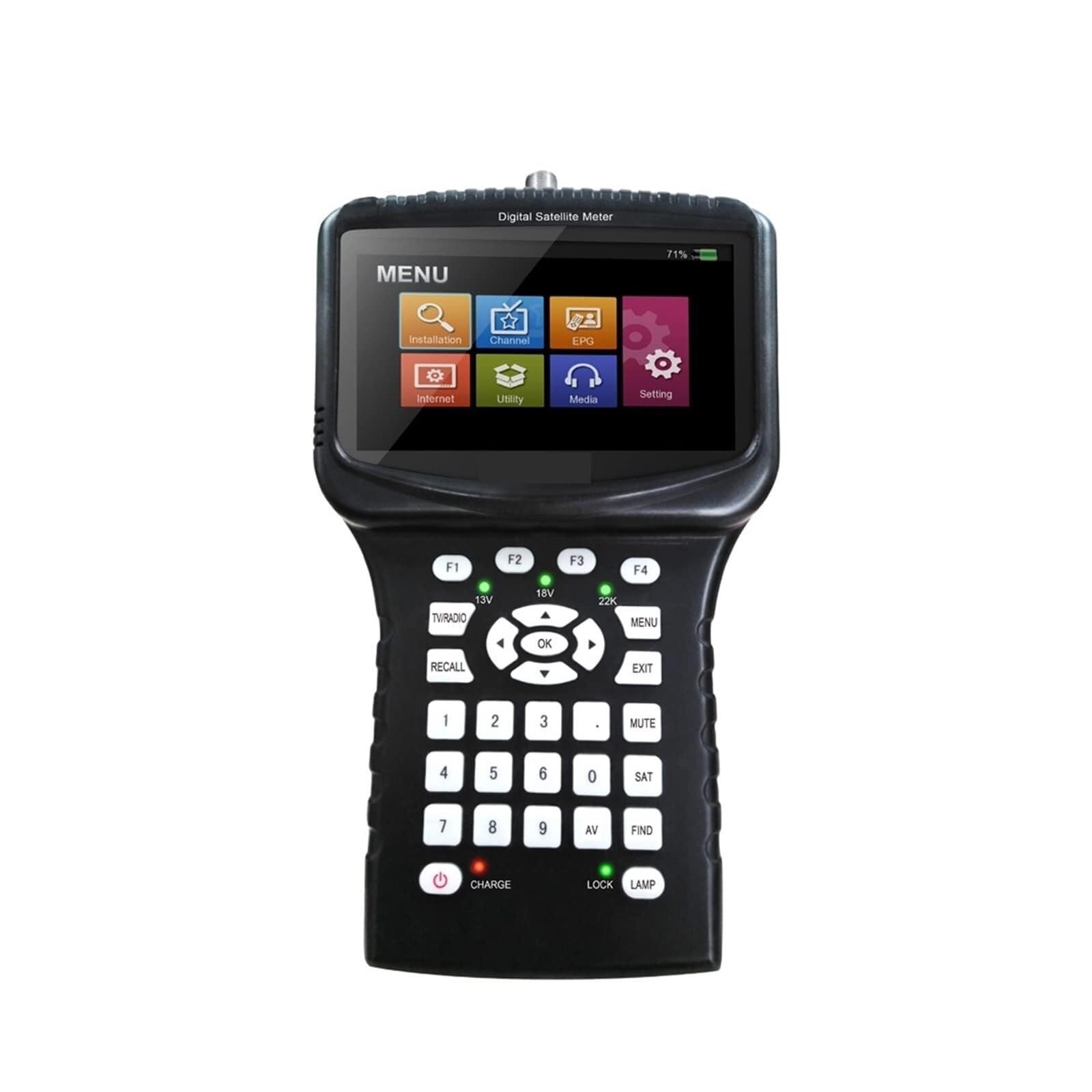 Buscador de señal satelital, SF620S Computadora Portátil DVB-S2 Visor Satelital Instrumento Pantalla LCD De 4.3 Pulgadas Admite Analizador