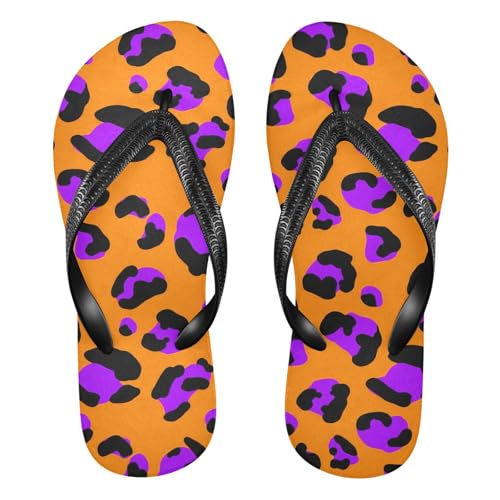 Purple Leopard Spots Orange Flip Flop Beach Summer Casual Sandal for Women & Men Shower Shoes 20861807