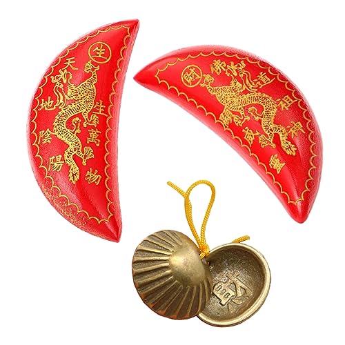 2 Pairs Mug Taoist Meditation Stains Rituals Divination Cup Taoist Divination Cups Sacrifice Tool Chinese Feng Shui Growing Sculpture Metal