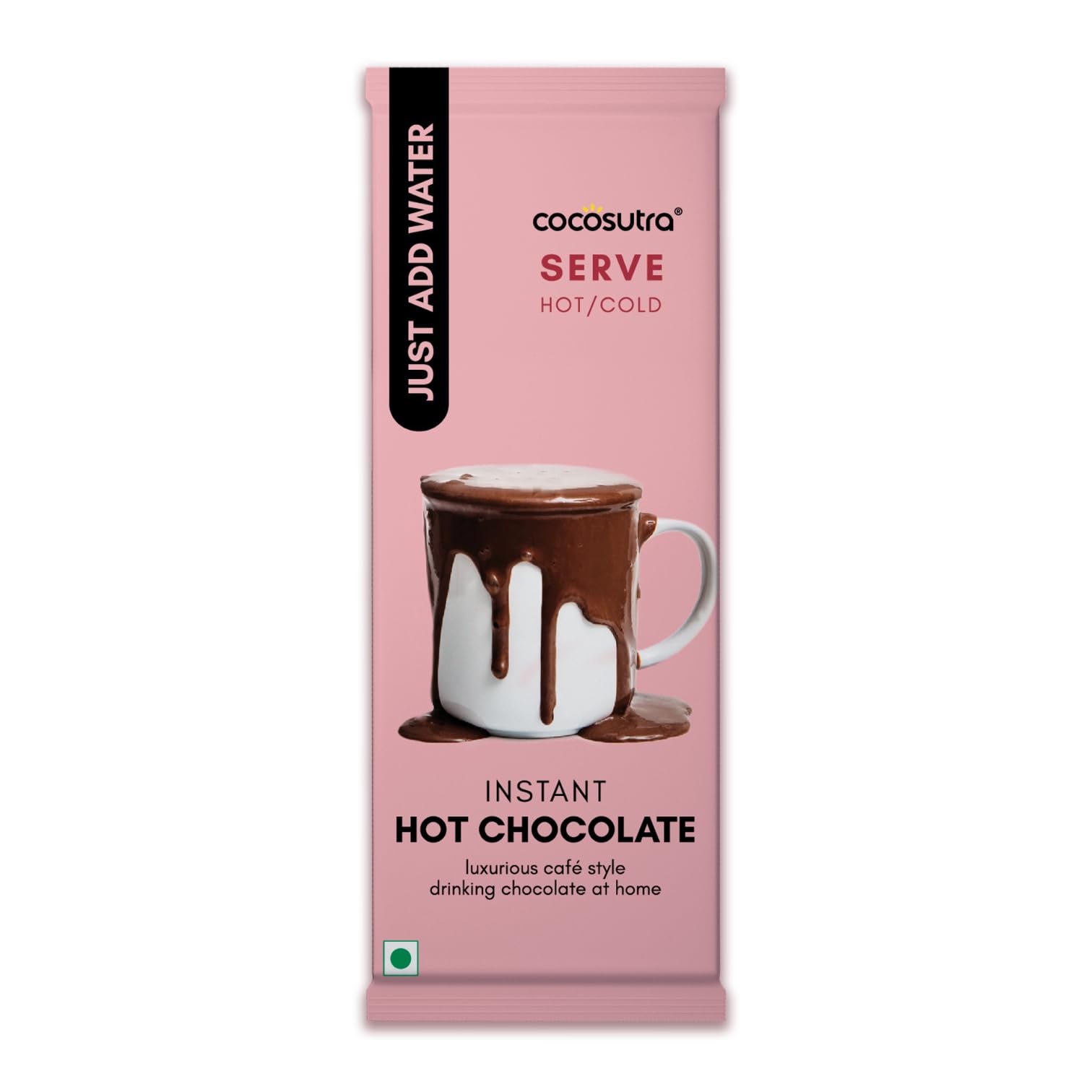 Cocosutra Instant Hot Chocolate | Just Add Water Drinking Chocolate Powder | Travel Friendly | Hot & Cold | 3in1 premix, 36g