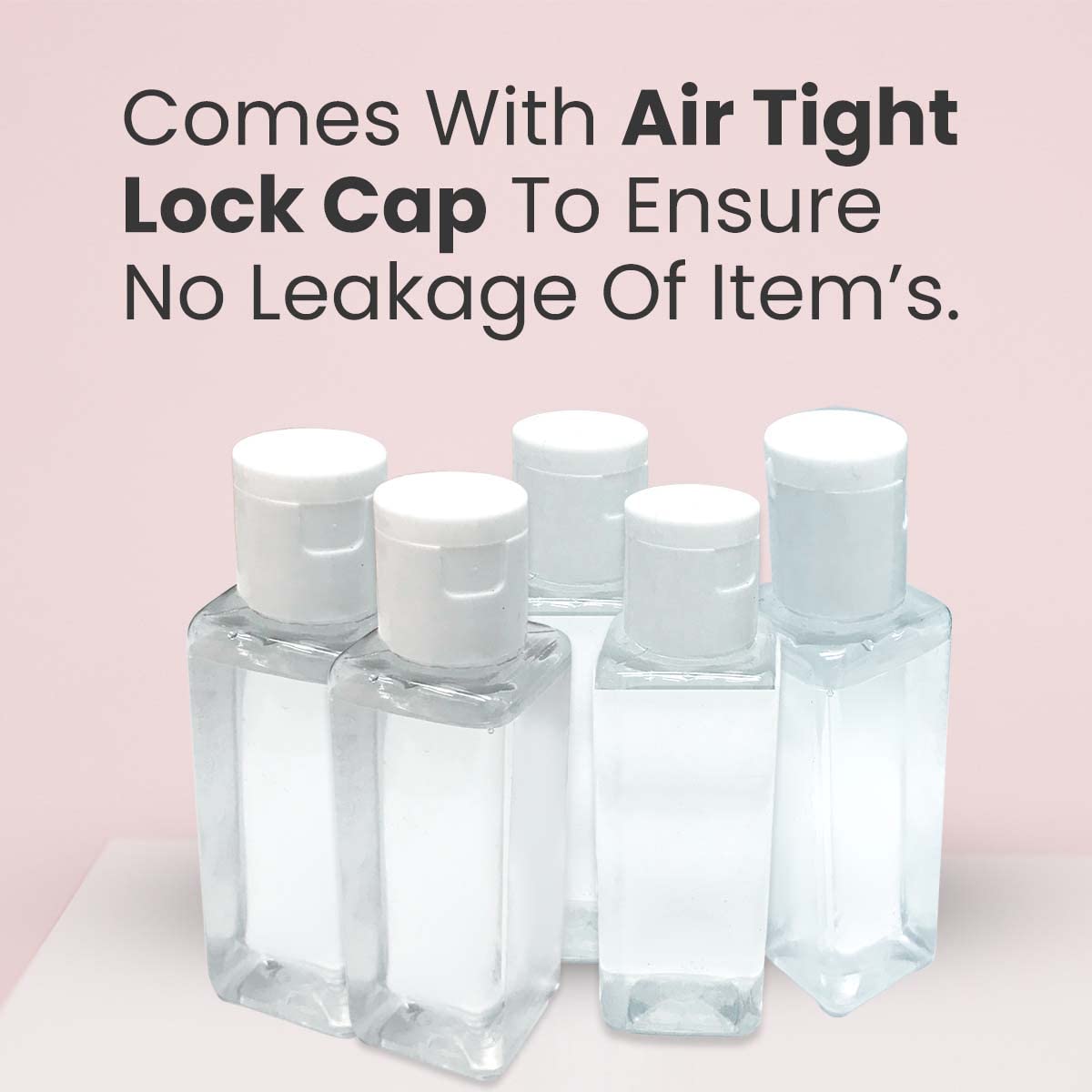 Naturegoon Square Refillable Empty Transparent Plastic Bottles(Pack of 4) | Fine Mist Flip Cap Bottle | 50 ml | Ideal for Sanitizer, Storing Cleaning Liquid & Travelling. (Pack of 4) 3