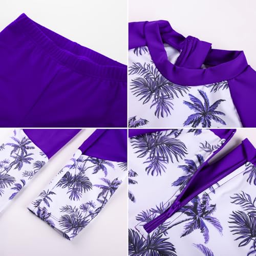 Image of GRACE KARIN Girls Long Sleeve Swimsuit Mermaid Bathing Suit Rash Guard Swimwear 4 Piece Size 5-12