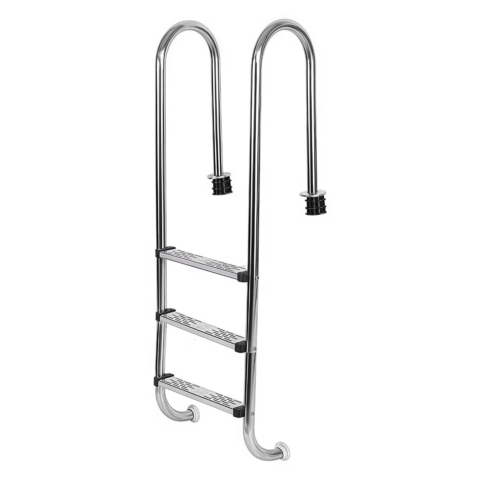Scala per Piscina interrata a 4 gradini, Telaio in Acciaio Inox con gradini Antiscivolo, Sistema di Accesso a Bordo Piscina, Portata Massima 200 kg (440 libbre).